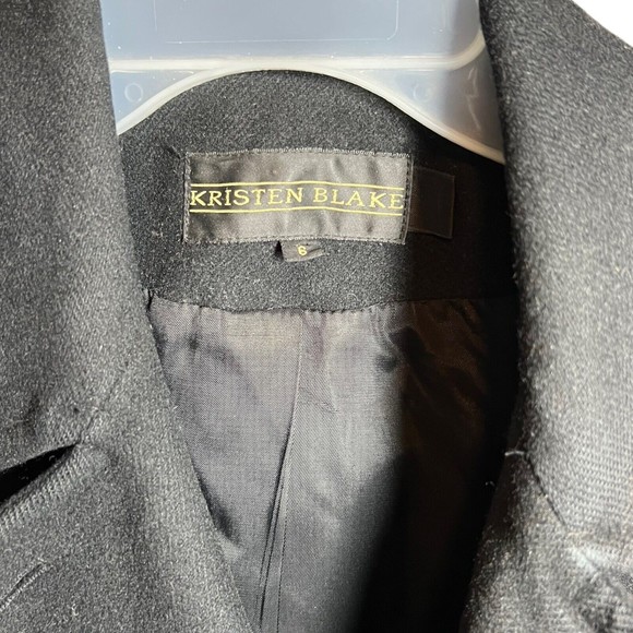Kristen Blake Lambswool Shell Black Medium Length Button Coat Women’s Size 6 - Picture 3 of 9